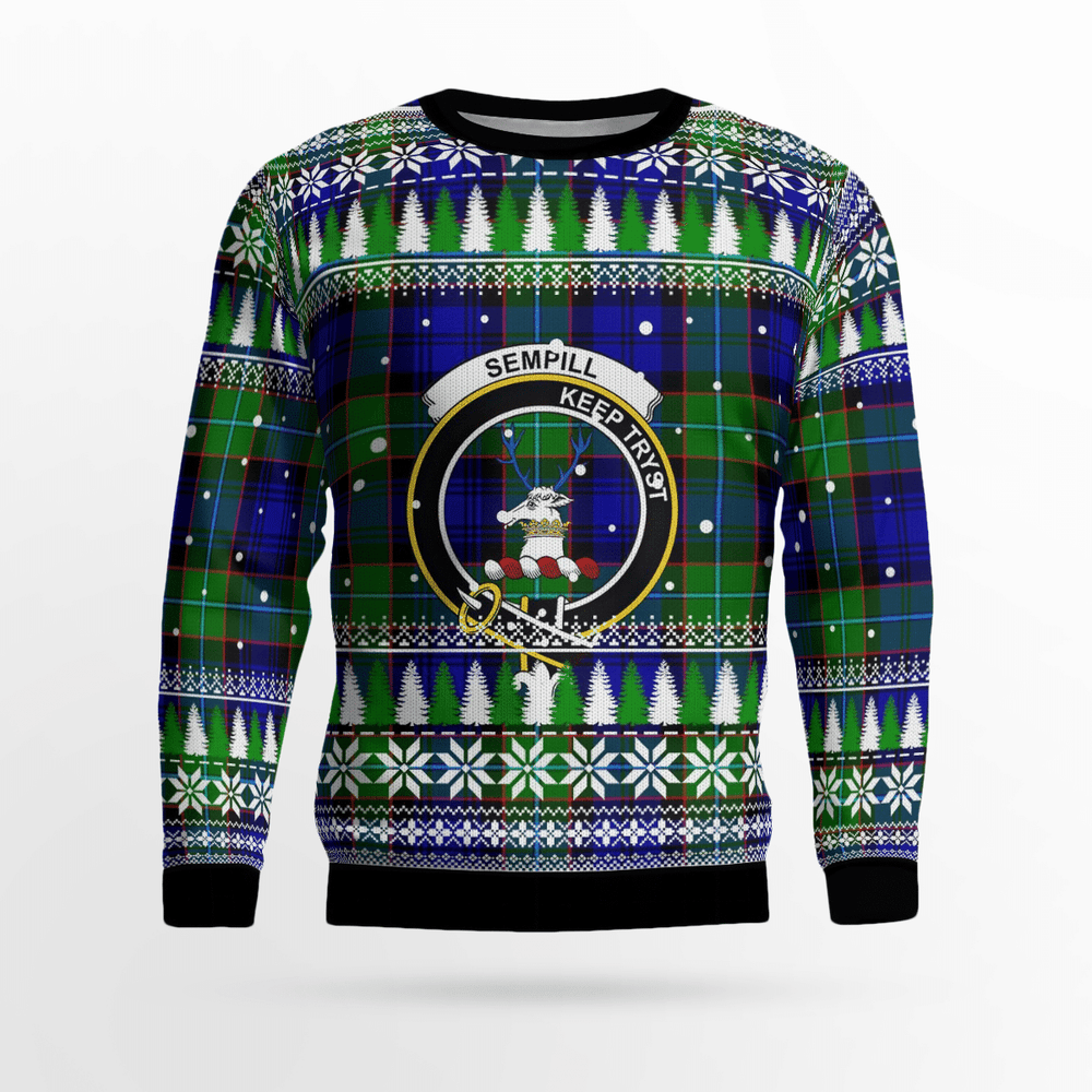 Clan Sempill Modern Crest Tartan Christmas Ugly Sweater OL17 Sempill Modern Crest Tartan Tartan Ugly Sweater
