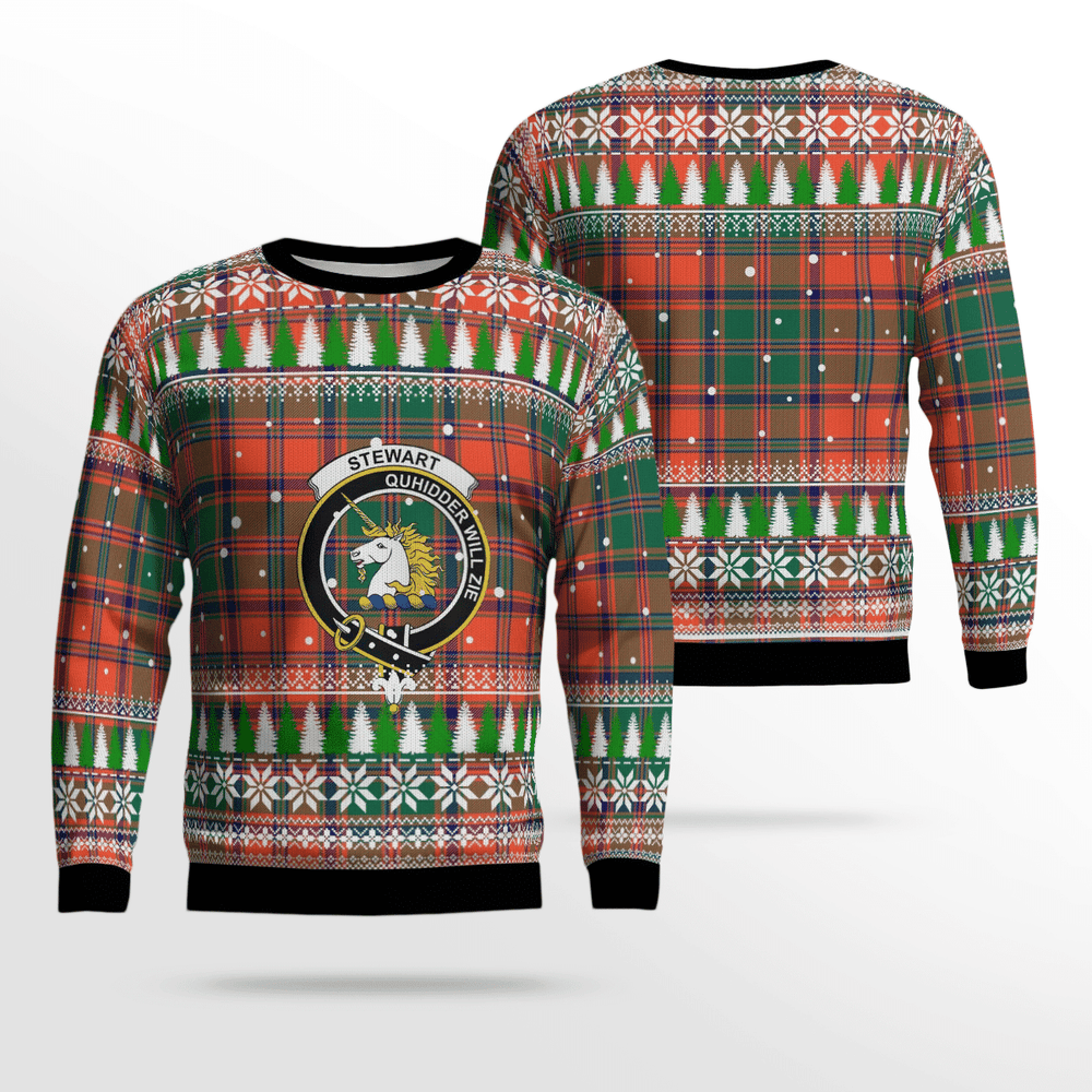 Clan Stewart of Appin Ancient Crest Tartan Christmas Ugly Sweater PW57 Stewart of Appin Ancient Crest Tartan Tartan Ugly Sweater
