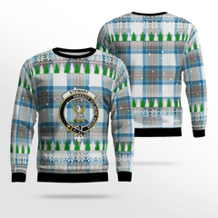 Clan Stewart Muted Blue Crest Tartan Christmas Ugly Sweater YY80 Stewart Muted Blue Crest Tartan Tartan Ugly Sweater