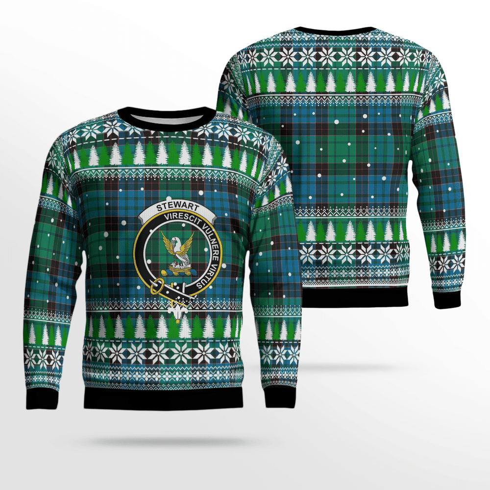Clan Stewart Old Ancient Crest Tartan Christmas Ugly Sweater BD15 Stewart Old Ancient Crest Tartan Tartan Ugly Sweater