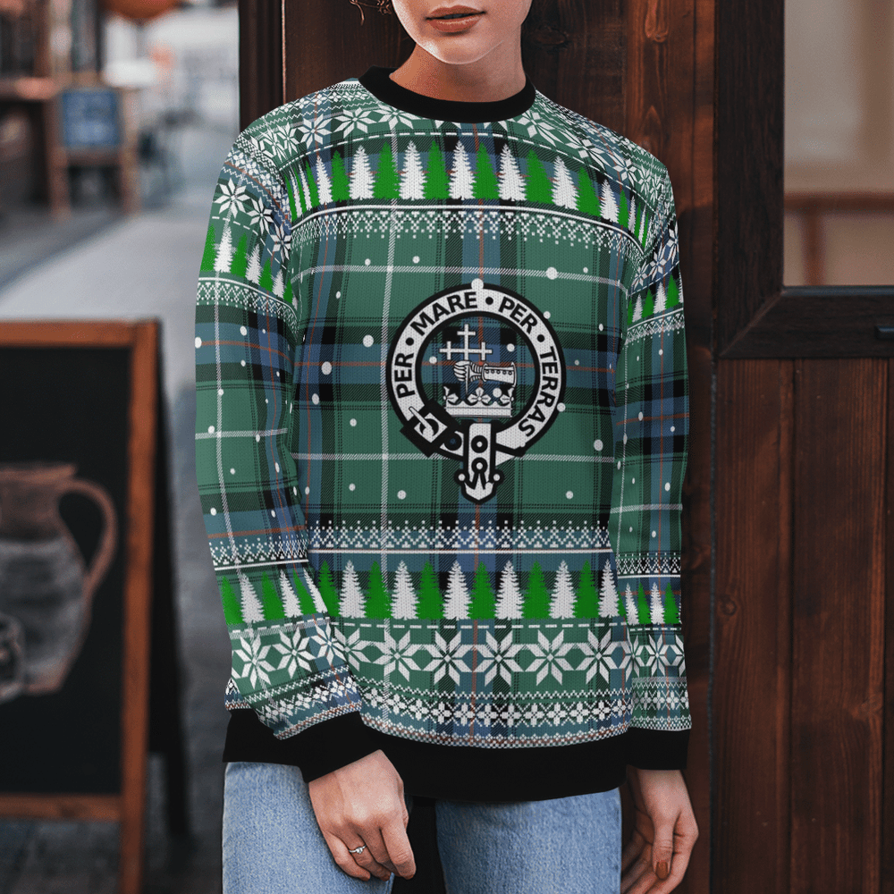 Clan MacDonald of the Isles Hunting Ancient Crest Tartan Christmas Ugly Sweater QC32 MacDonald of the Isles Hunting Ancient Crest Tartan Tartan Ugly Sweater