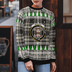 Clan Menzies Black & White Ancient Crest Tartan Christmas Ugly Sweater HC69 Menzies Black & White Ancient Crest Tartan Tartan Ugly Sweater