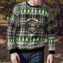 Clan Menzies Black & White Ancient Crest Tartan Christmas Ugly Sweater HC69 Menzies Black & White Ancient Crest Tartan Tartan Ugly Sweater