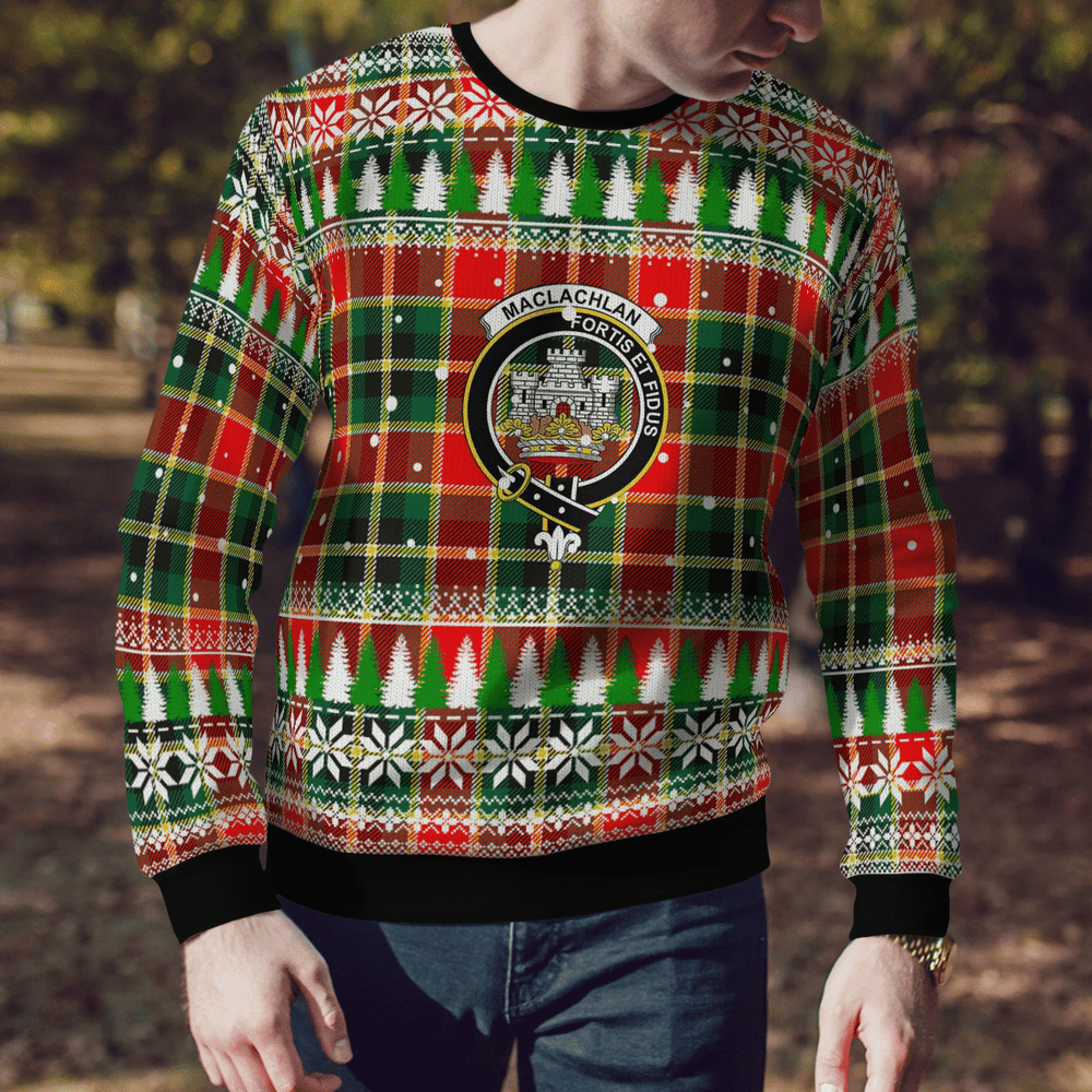 Clan MacLachlan Hunting Modern Crest Tartan Christmas Ugly Sweater UM99 MacLachlan Hunting Modern Crest Tartan Tartan Ugly Sweater