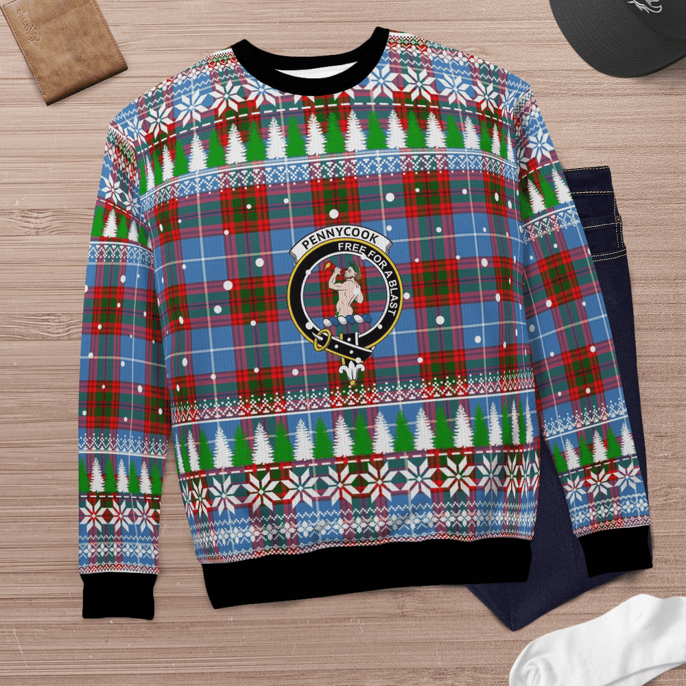 Clan Pennycook (Edinburgh) Crest Tartan Christmas Ugly Sweater NB12 Pennycook (Edinburgh) Crest Tartan Tartan Ugly Sweater