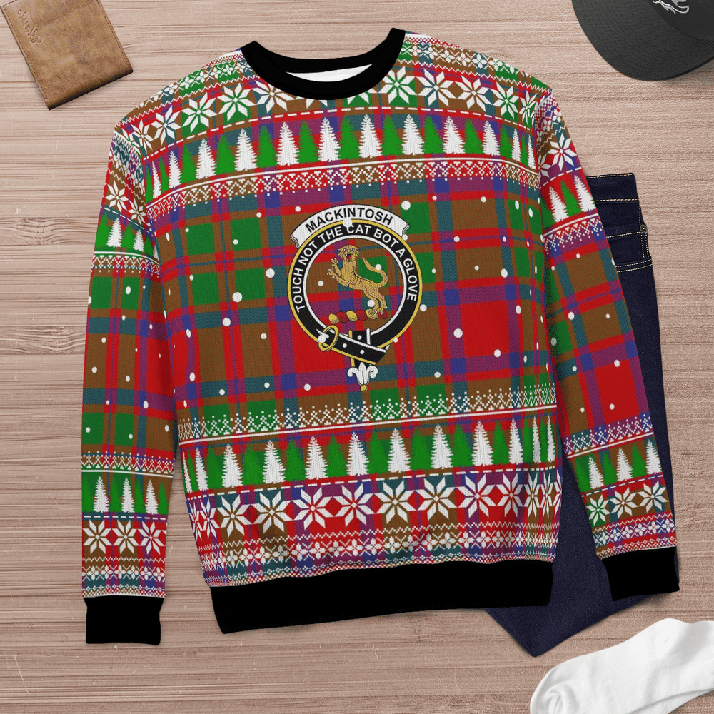 Clan MacKintosh Modern Crest Tartan Christmas Ugly Sweater FU47 MacKintosh Modern Crest Tartan Tartan Ugly Sweater