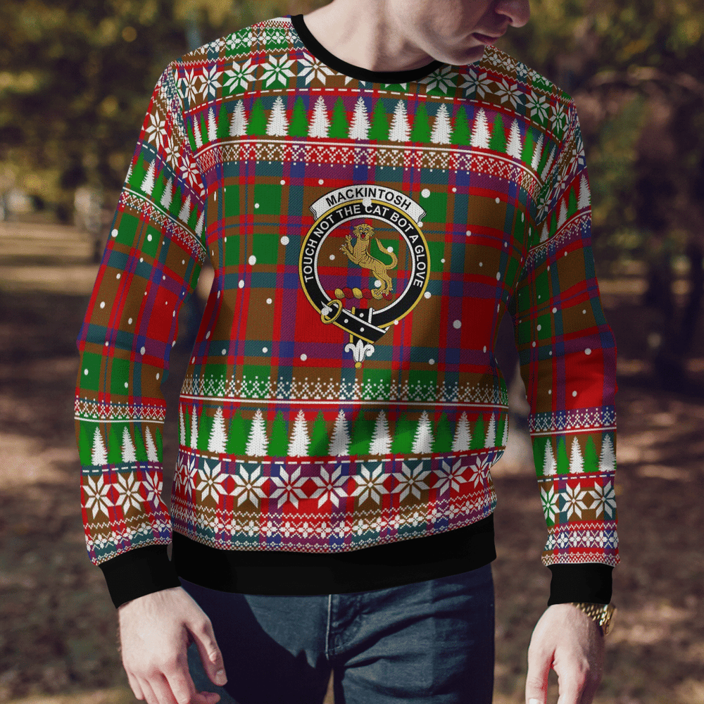 Clan MacKintosh Modern Crest Tartan Christmas Ugly Sweater FU47 MacKintosh Modern Crest Tartan Tartan Ugly Sweater