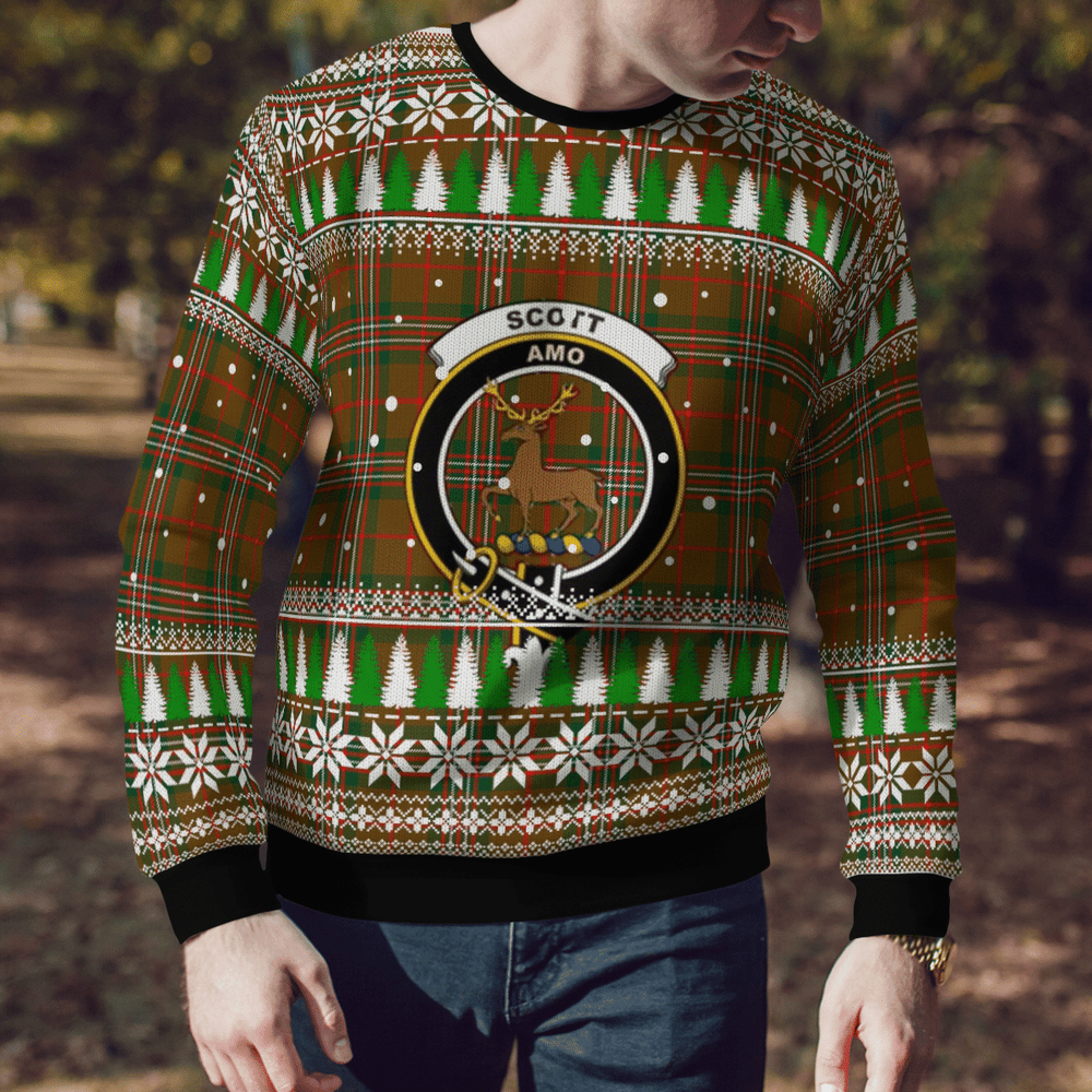 Clan Scott Brown Modern Crest Tartan Christmas Ugly Sweater AA62 Scott Brown Modern Crest Tartan Tartan Ugly Sweater