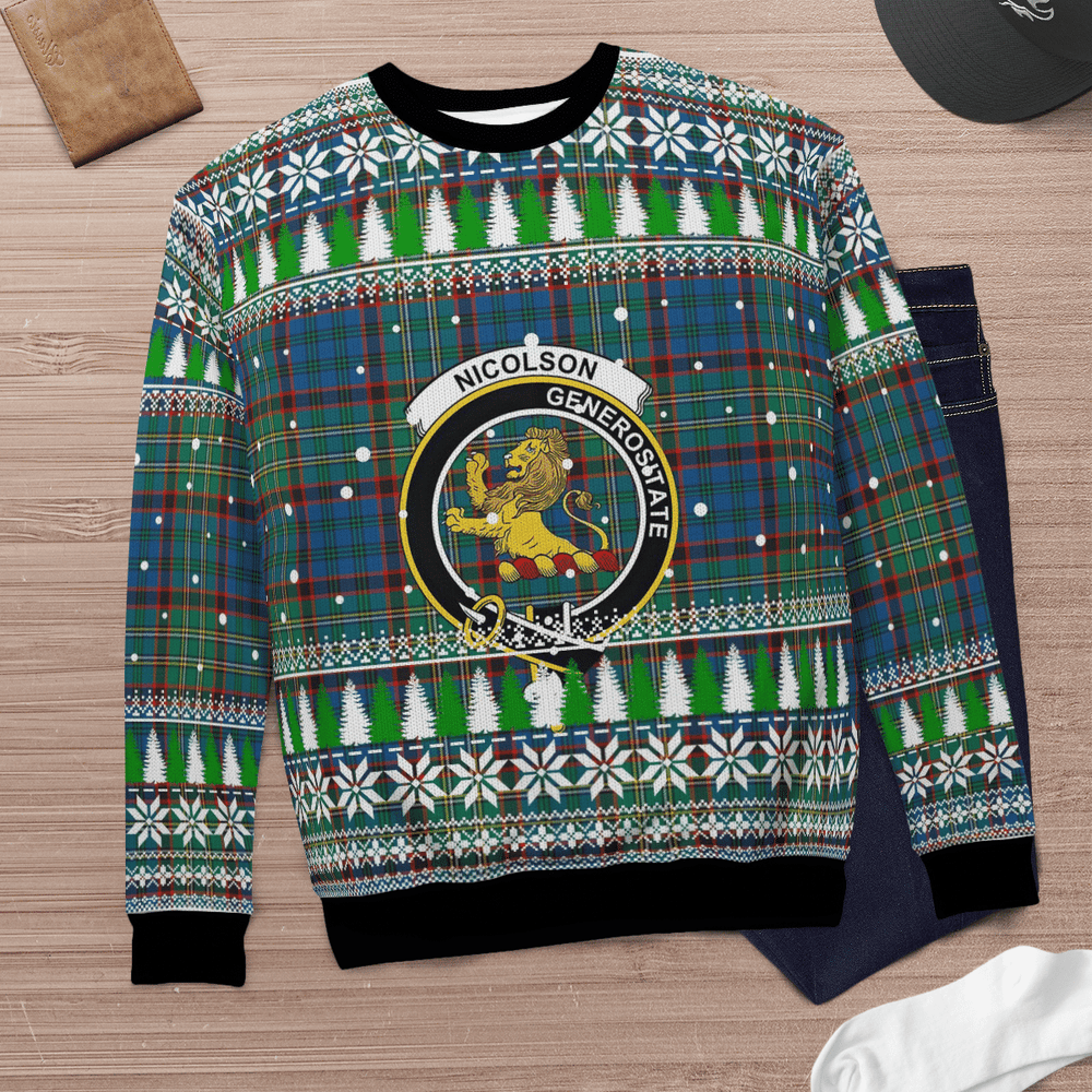 Clan Nicolson Hunting Ancient Crest Tartan Christmas Ugly Sweater HX41 Nicolson Hunting Ancient Crest Tartan Tartan Ugly Sweater