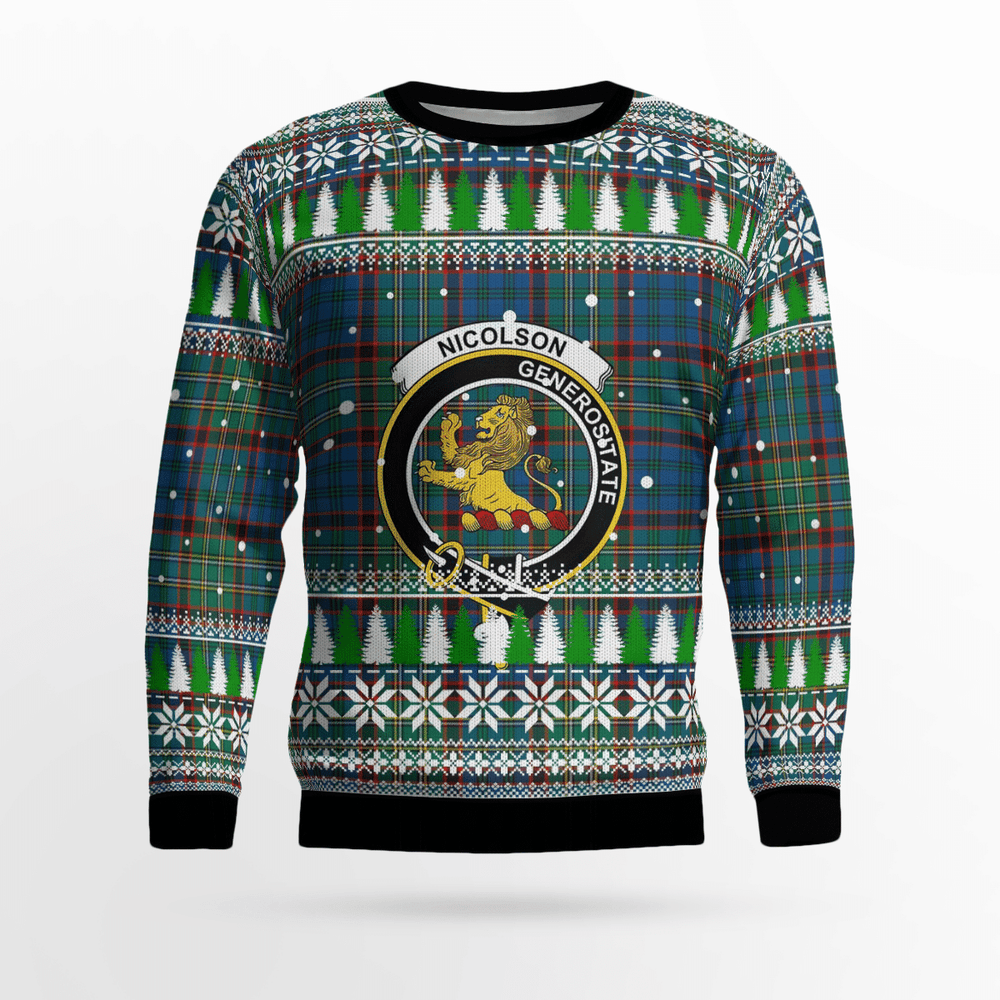 Clan Nicolson Hunting Ancient Crest Tartan Christmas Ugly Sweater HX41 Nicolson Hunting Ancient Crest Tartan Tartan Ugly Sweater