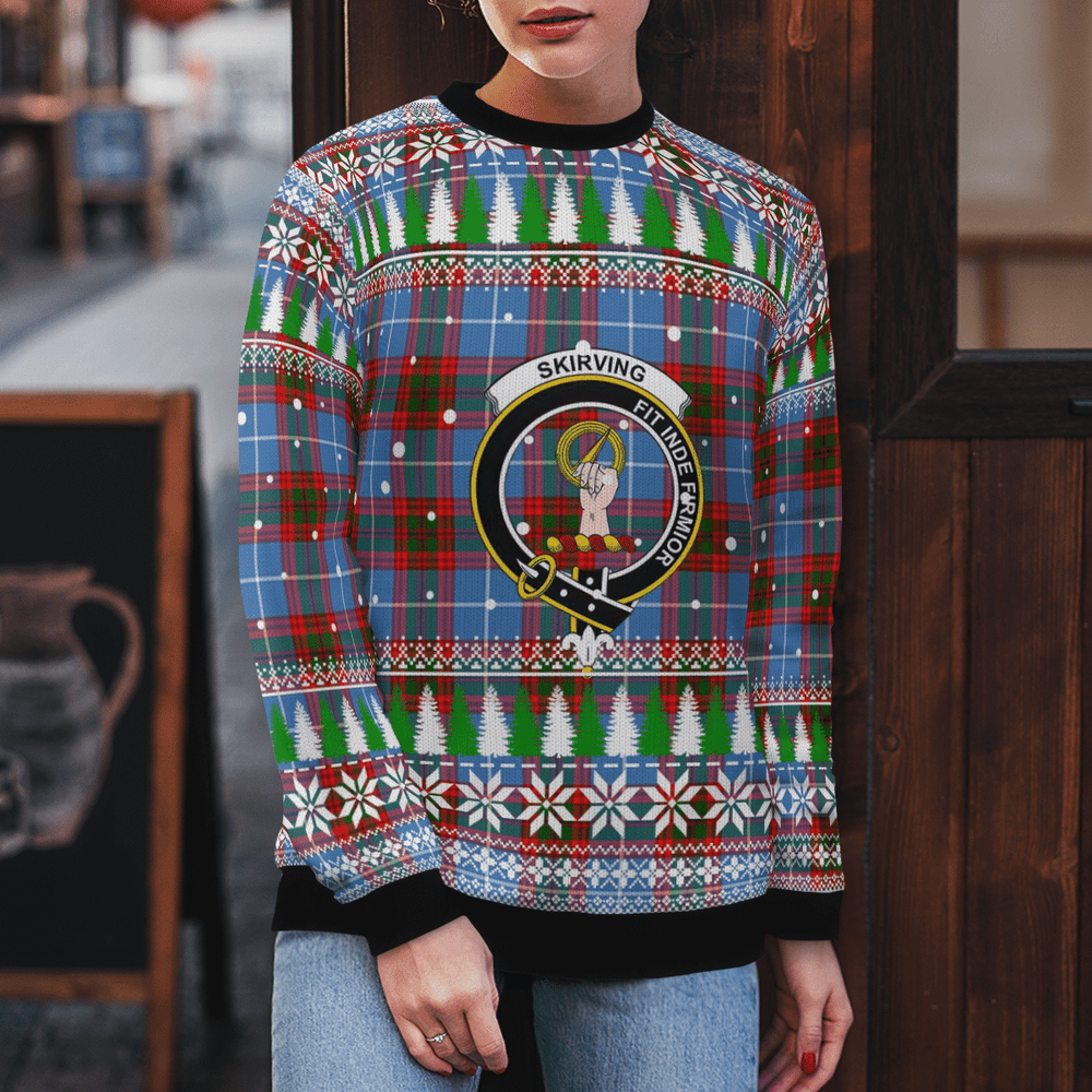 Clan Skirving (Edinburgh) Crest Tartan Christmas Ugly Sweater NN66 Skirving (Edinburgh) Crest Tartan Tartan Ugly Sweater