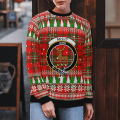 Clan Scott Modern Crest Tartan Christmas Ugly Sweater KO83 Scott Modern Crest Tartan Tartan Ugly Sweater