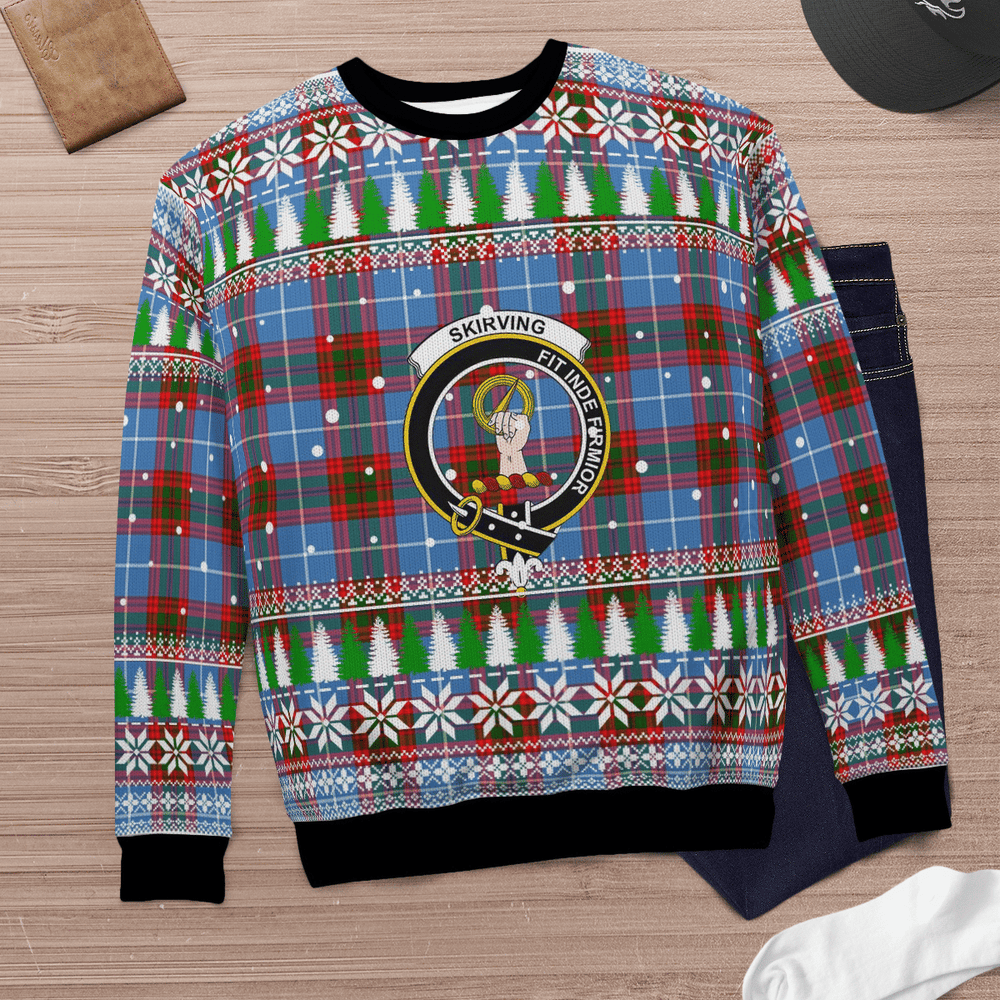 Clan Skirving (Edinburgh) Crest Tartan Christmas Ugly Sweater NN66 Skirving (Edinburgh) Crest Tartan Tartan Ugly Sweater