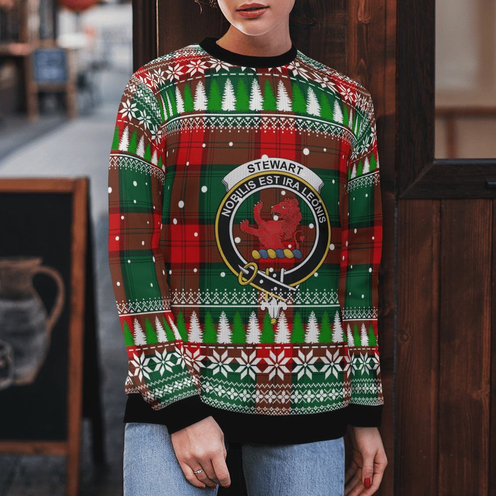Clan Stewart Atholl Modern Crest Tartan Christmas Ugly Sweater VG83 Stewart Atholl Modern Crest Tartan Tartan Ugly Sweater