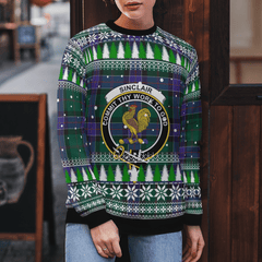 Clan Sinclair Hunting Modern Crest Tartan Christmas Ugly Sweater QT41 Sinclair Hunting Modern Crest Tartan Tartan Ugly Sweater