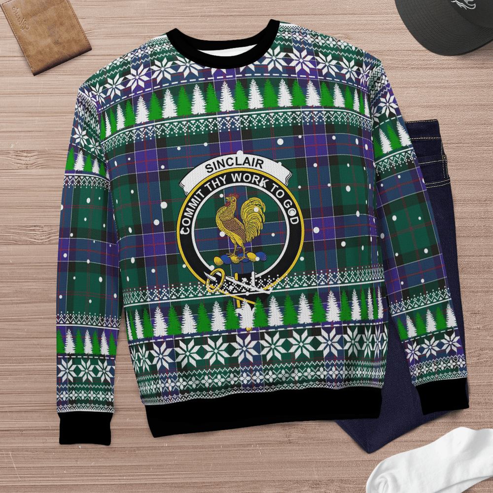 Clan Sinclair Hunting Modern Crest Tartan Christmas Ugly Sweater QT41 Sinclair Hunting Modern Crest Tartan Tartan Ugly Sweater