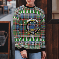 Clan Stirling (of Cadder-Present Chief) Crest Tartan Christmas Ugly Sweater TK96 Stirling (of Cadder-Present Chief) Crest Tartan Tartan Ugly Sweater