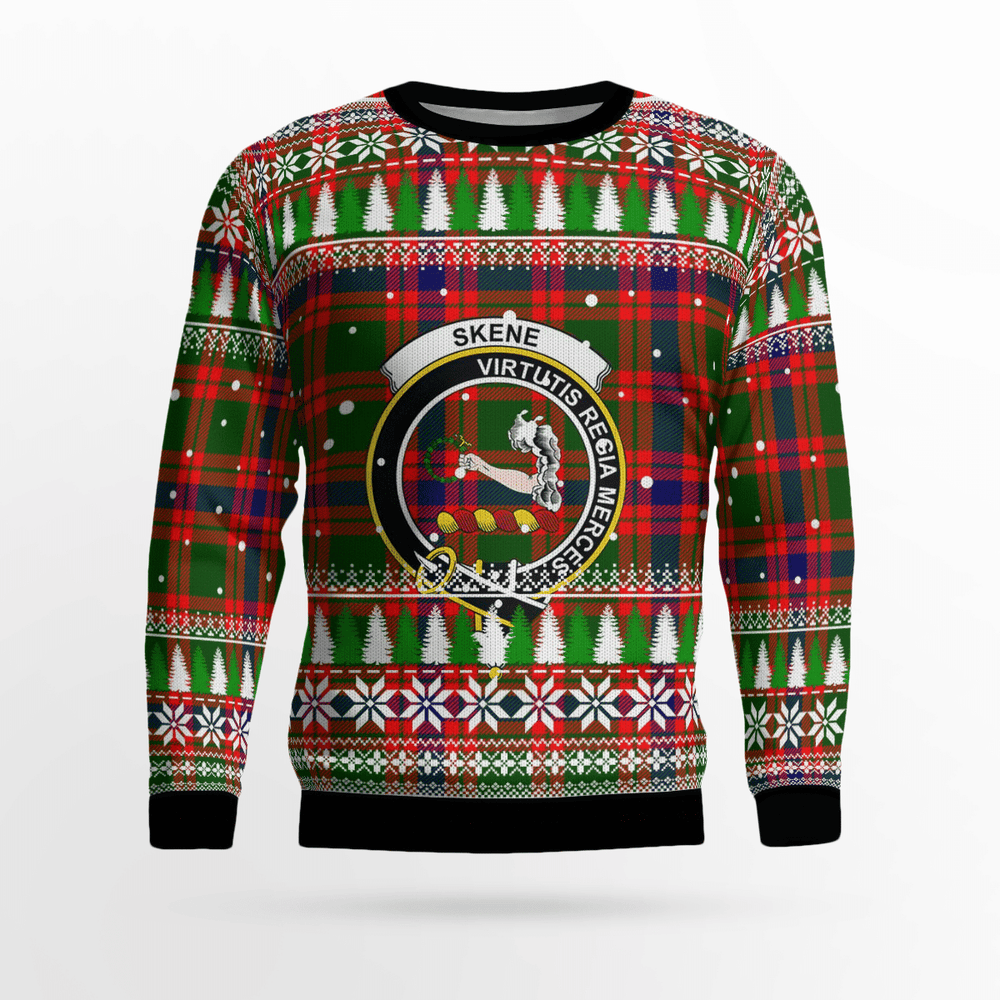 Clan Skene Modern Crest Tartan Christmas Ugly Sweater GH39 Skene Modern Crest Tartan Tartan Ugly Sweater
