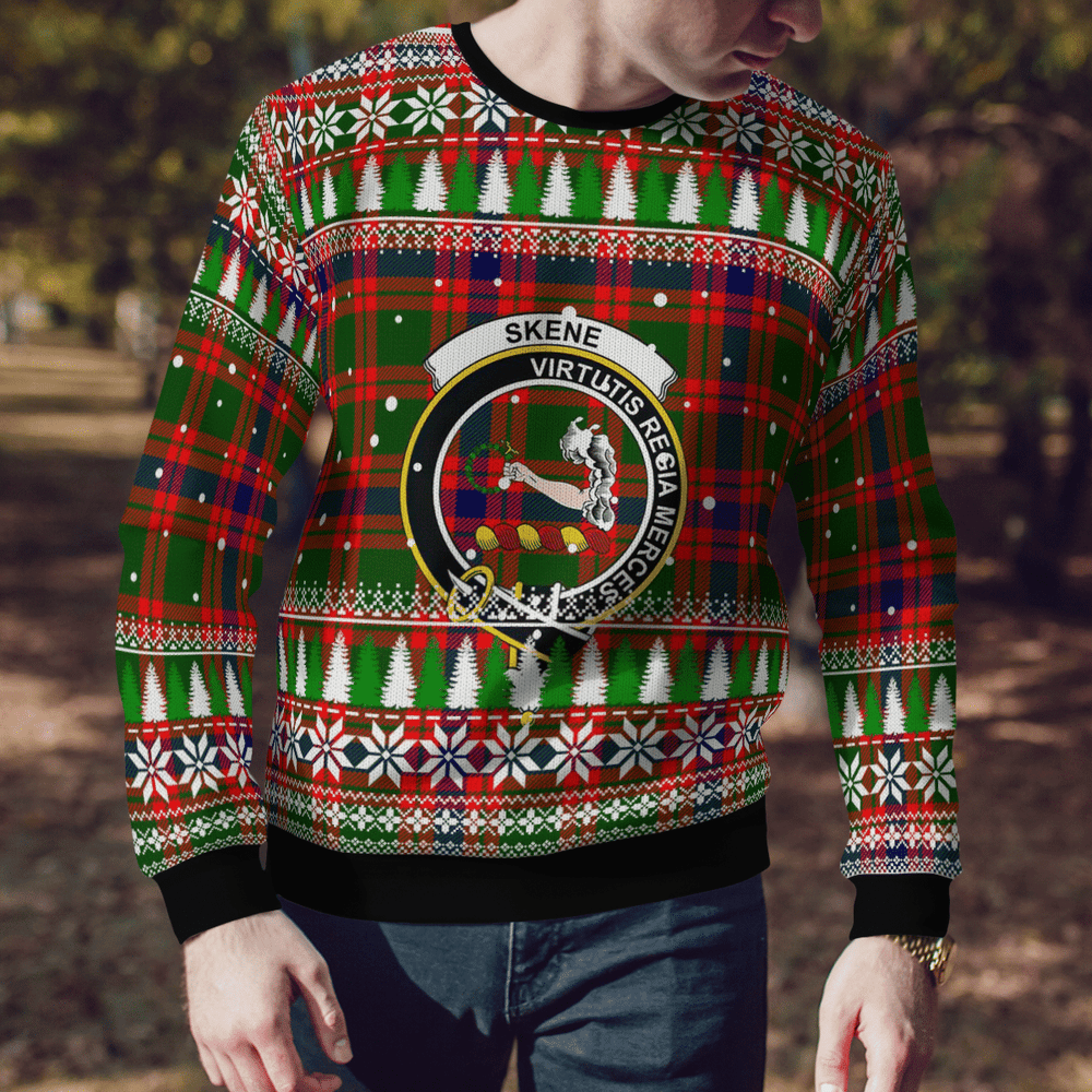 Clan Skene Modern Crest Tartan Christmas Ugly Sweater GH39 Skene Modern Crest Tartan Tartan Ugly Sweater