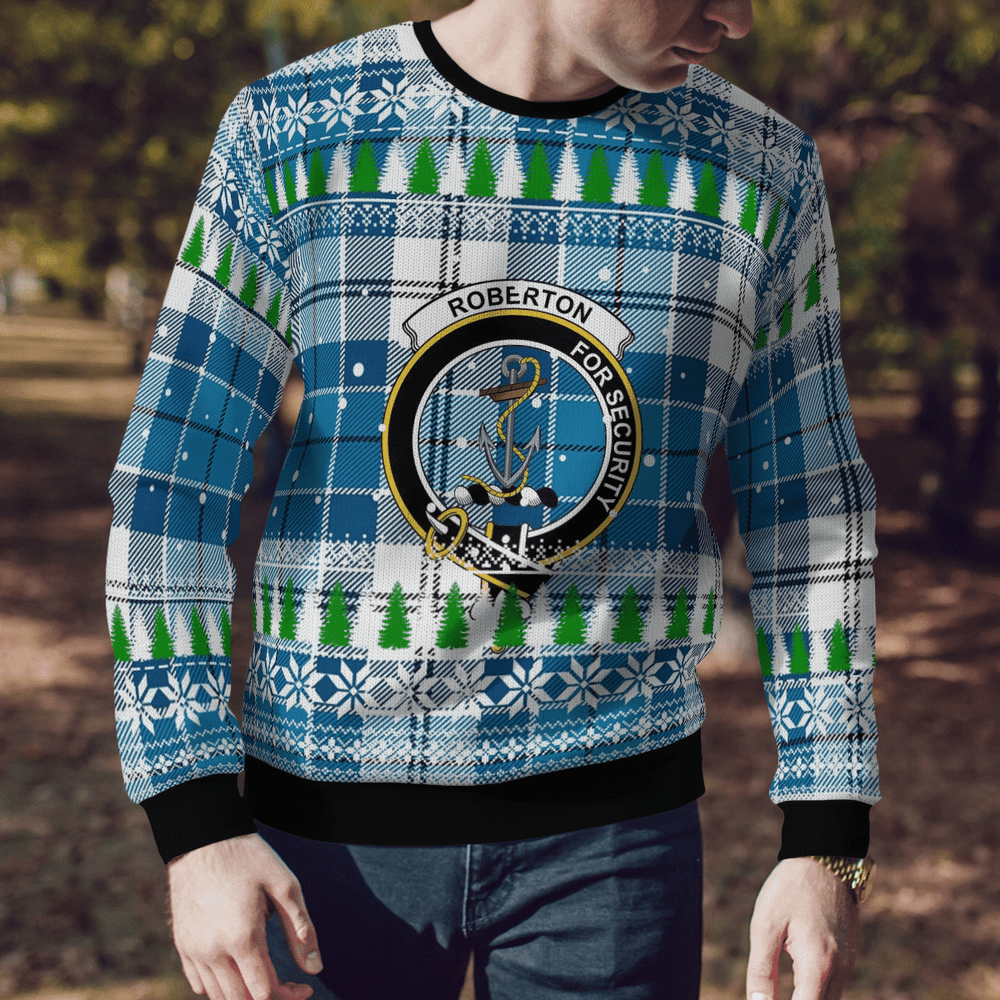 Clan Roberton Crest Tartan Christmas Ugly Sweater EU18 Roberton Crest Tartan Tartan Ugly Sweater