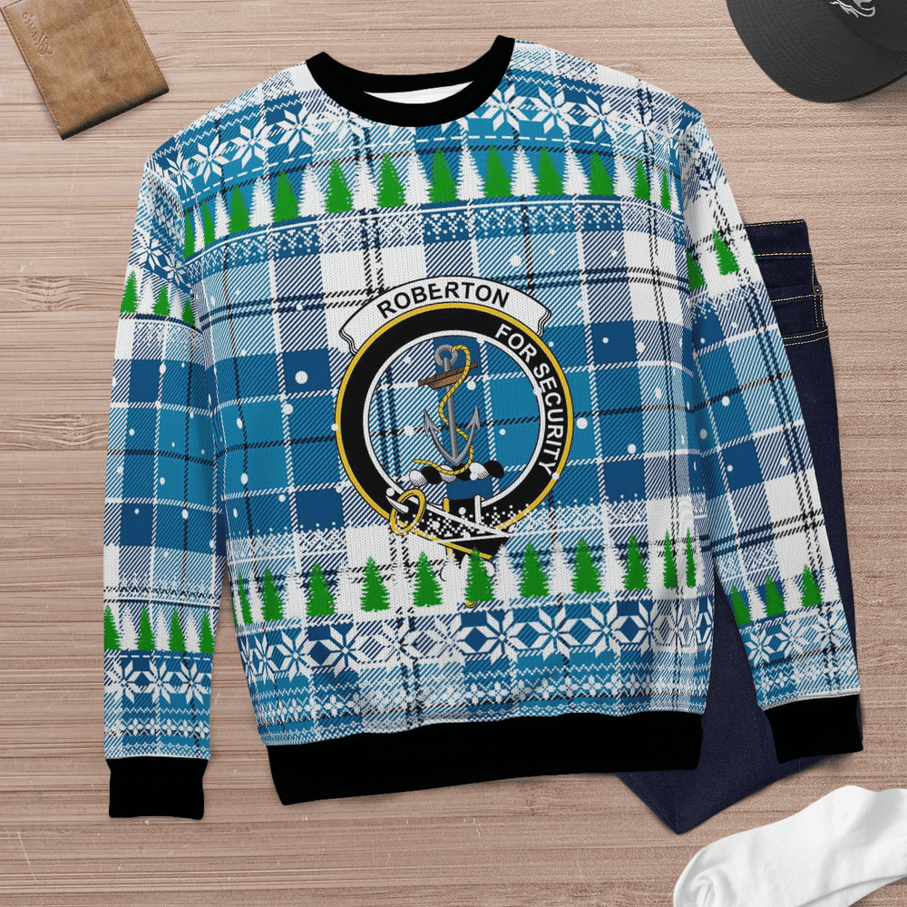 Clan Roberton Crest Tartan Christmas Ugly Sweater EU18 Roberton Crest Tartan Tartan Ugly Sweater