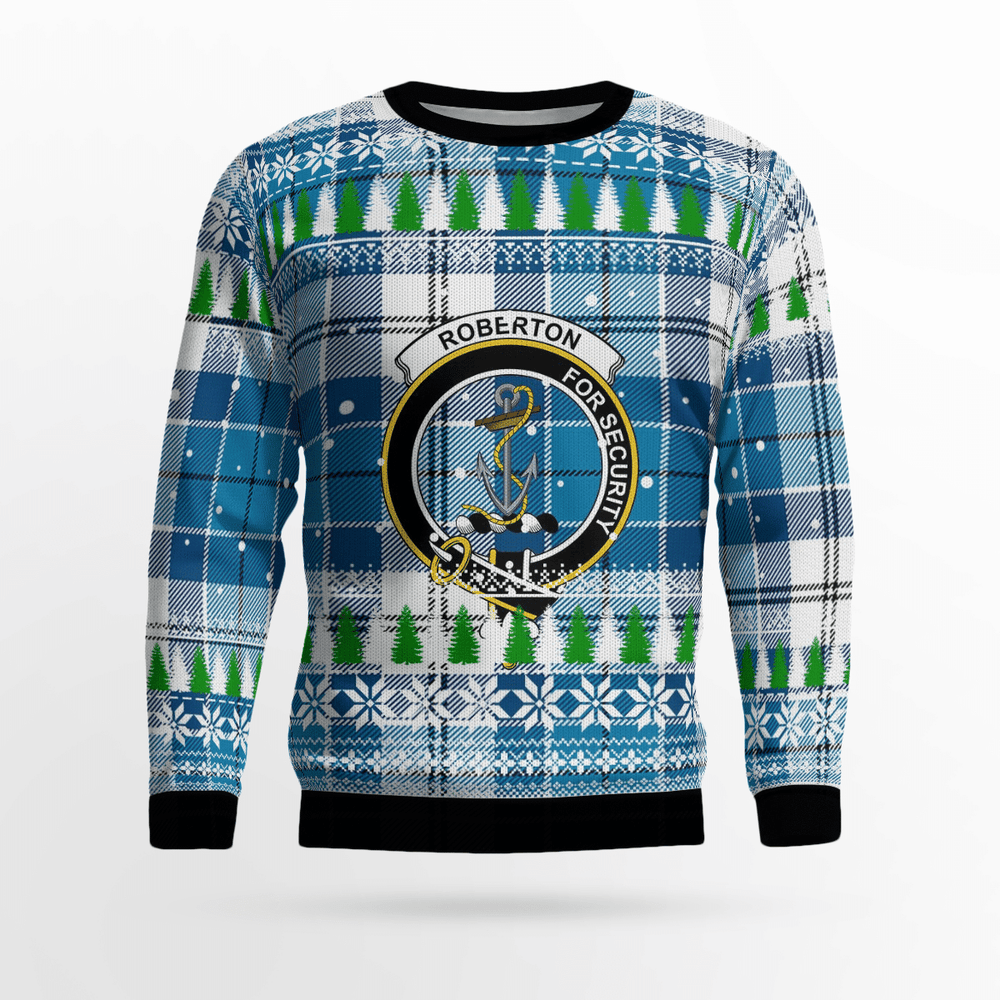 Clan Roberton Crest Tartan Christmas Ugly Sweater EU18 Roberton Crest Tartan Tartan Ugly Sweater