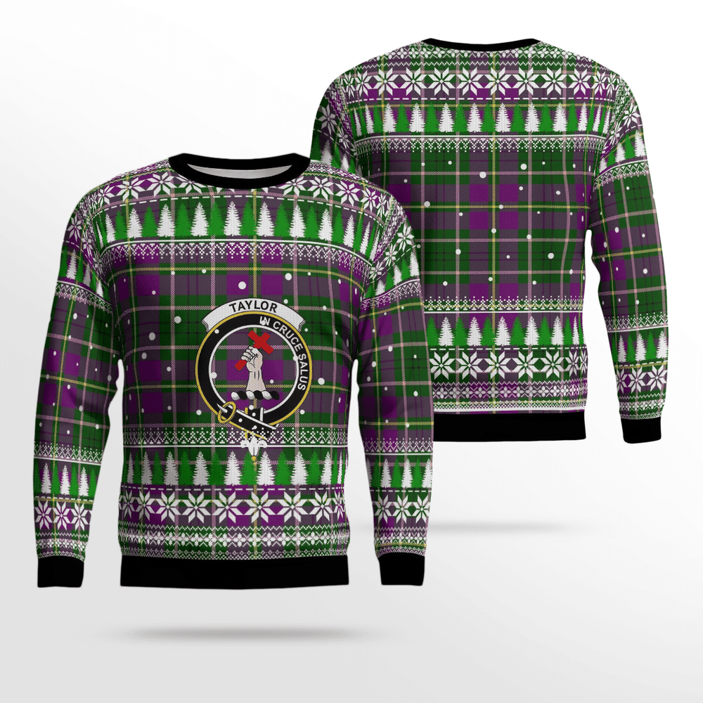 Clan Taylor Crest Tartan Christmas Ugly Sweater UQ95 Taylor Crest Tartan Tartan Ugly Sweater