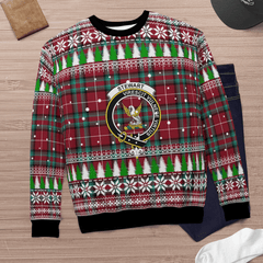 Clan Stewart (Stuart) of Bute Crest Tartan Christmas Ugly Sweater RE78 Stewart (Stuart) of Bute Crest Tartan Tartan Ugly Sweater