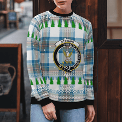 Clan Stewart Muted Blue Crest Tartan Christmas Ugly Sweater YY80 Stewart Muted Blue Crest Tartan Tartan Ugly Sweater