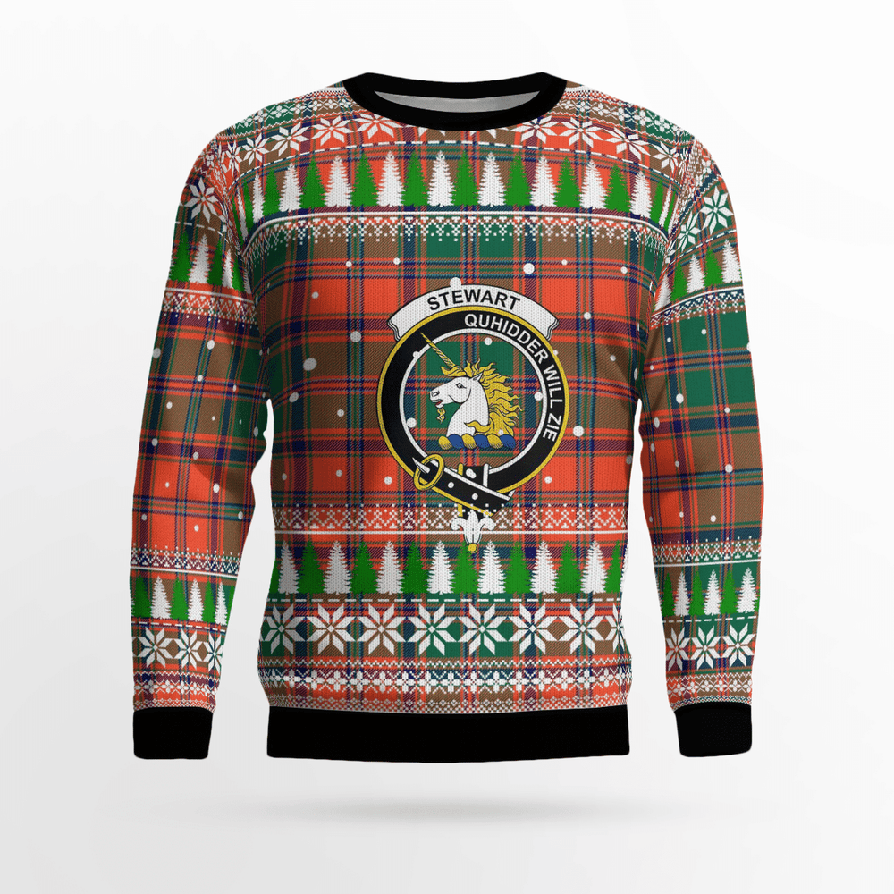 Clan Stewart of Appin Ancient Crest Tartan Christmas Ugly Sweater PW57 Stewart of Appin Ancient Crest Tartan Tartan Ugly Sweater