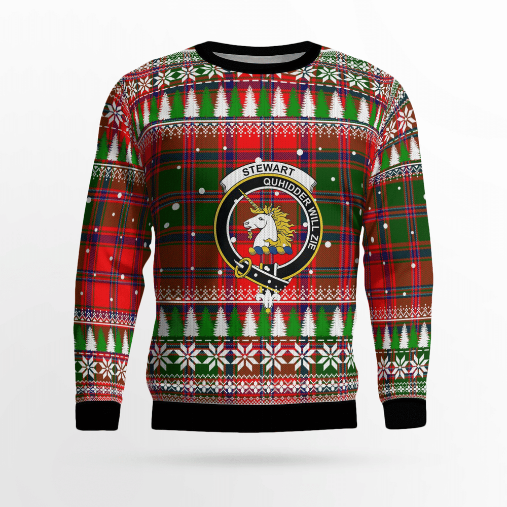 Clan Stewart of Appin Modern Crest Tartan Christmas Ugly Sweater WV95 Stewart of Appin Modern Crest Tartan Tartan Ugly Sweater