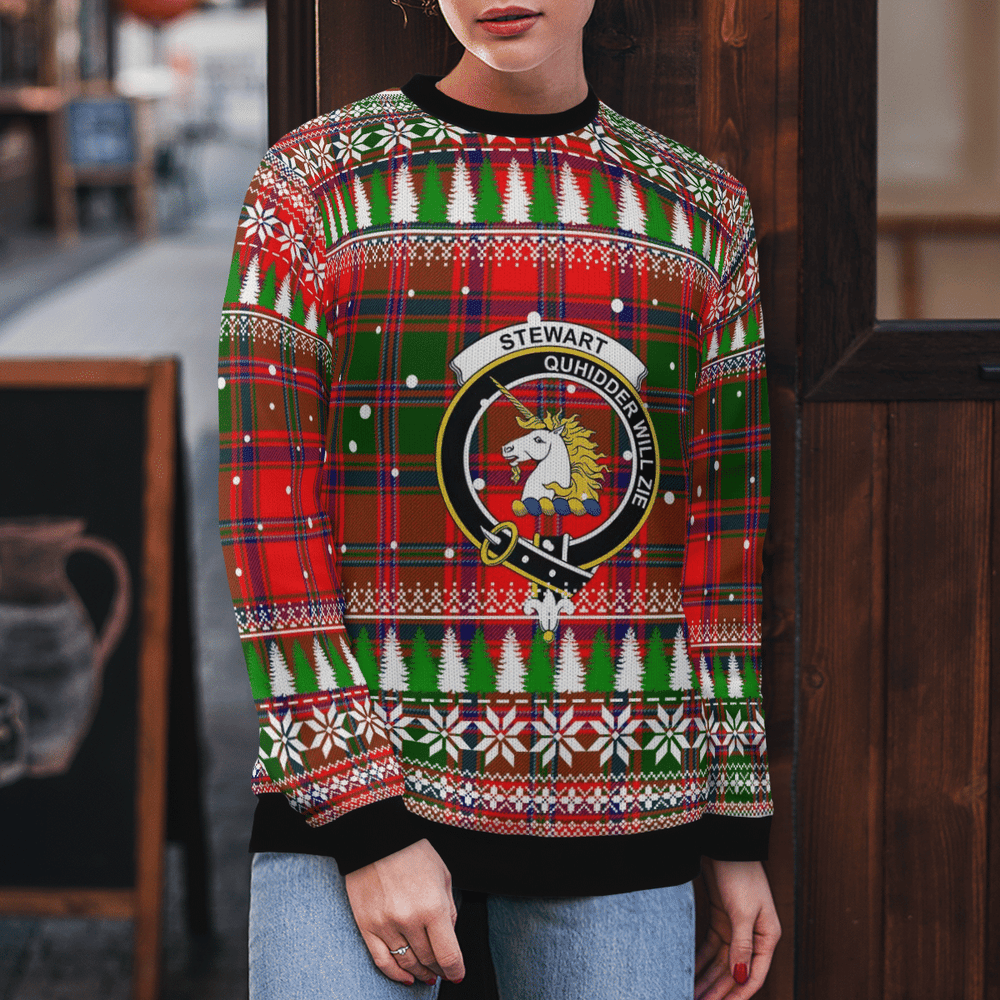 Clan Stewart of Appin Modern Crest Tartan Christmas Ugly Sweater WV95 Stewart of Appin Modern Crest Tartan Tartan Ugly Sweater