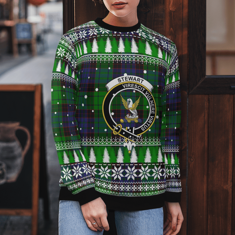 Clan Stewart Old Modern Crest Tartan Christmas Ugly Sweater VR73 Stewart Old Modern Crest Tartan Tartan Ugly Sweater