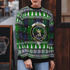 Clan Stewart Old Modern Crest Tartan Christmas Ugly Sweater VR73 Stewart Old Modern Crest Tartan Tartan Ugly Sweater