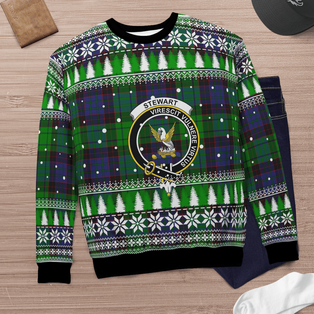 Clan Stewart Old Modern Crest Tartan Christmas Ugly Sweater VR73 Stewart Old Modern Crest Tartan Tartan Ugly Sweater
