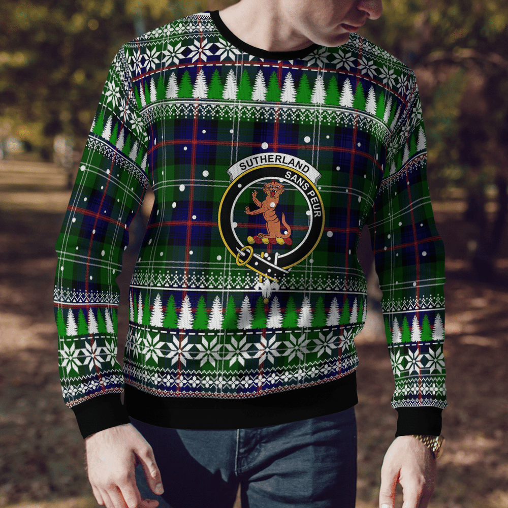 Clan Sutherland Modern Crest Tartan Christmas Ugly Sweater UX17 Sutherland Modern Crest Tartan Tartan Ugly Sweater