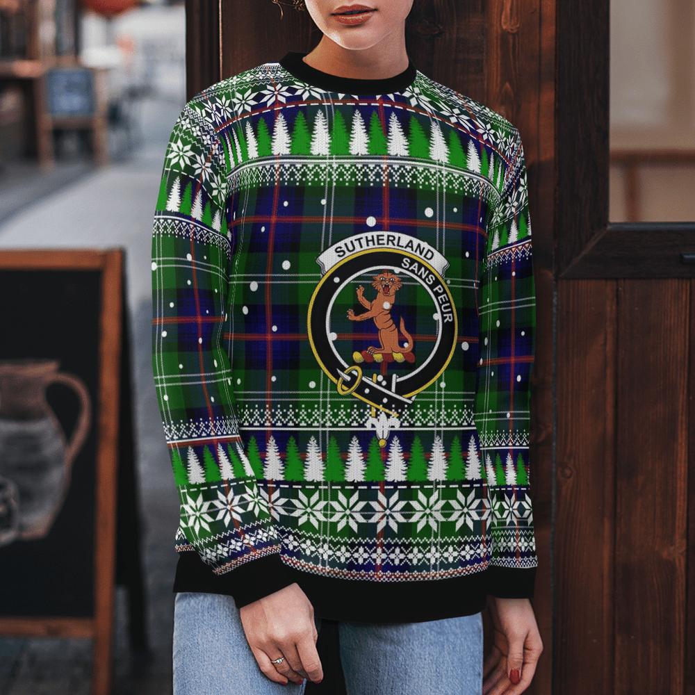 Clan Sutherland Modern Crest Tartan Christmas Ugly Sweater UX17 Sutherland Modern Crest Tartan Tartan Ugly Sweater