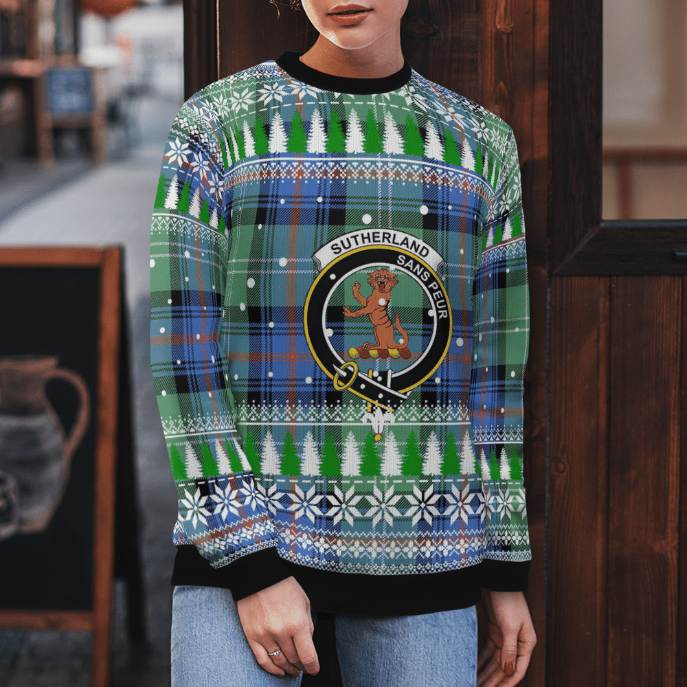 Clan Sutherland Old Ancient Crest Tartan Christmas Ugly Sweater LA88 Sutherland Old Ancient Crest Tartan Tartan Ugly Sweater