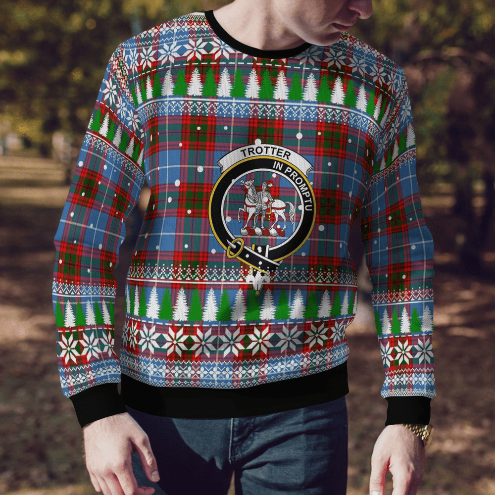 Clan Trotter Crest Tartan Christmas Ugly Sweater PM76 Trotter Crest Tartan Tartan Ugly Sweater