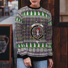 Clan Taylor Weathered Crest Tartan Christmas Ugly Sweater KP12 Taylor Weathered Crest Tartan Tartan Ugly Sweater
