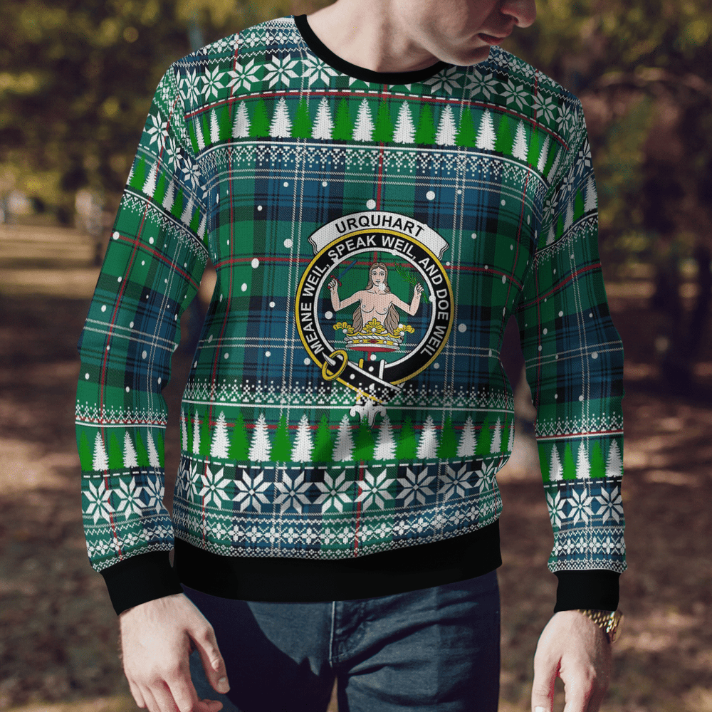 Clan Urquhart Ancient Crest Tartan Christmas Ugly Sweater YS56 Urquhart Ancient Crest Tartan Tartan Ugly Sweater