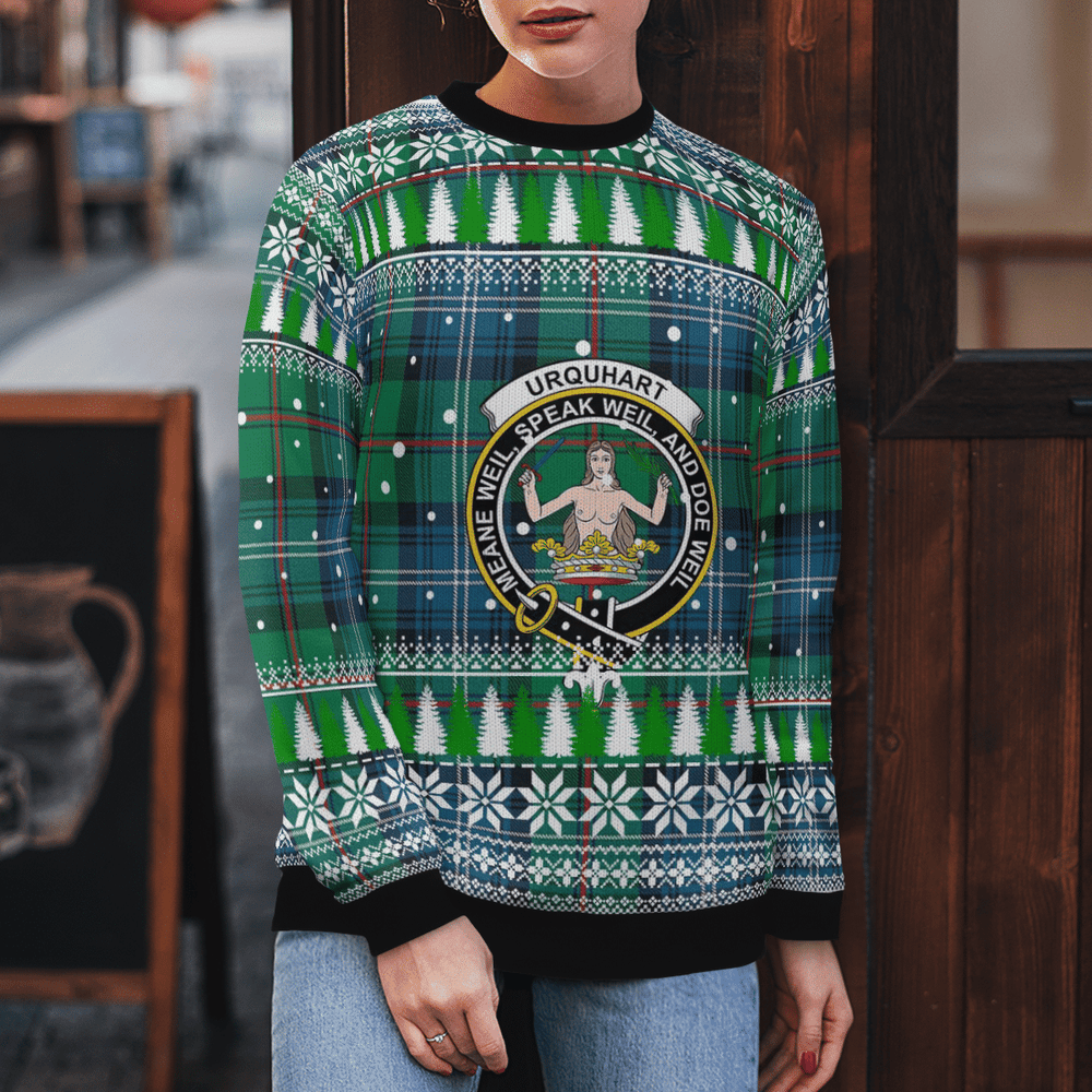 Clan Urquhart Ancient Crest Tartan Christmas Ugly Sweater YS56 Urquhart Ancient Crest Tartan Tartan Ugly Sweater