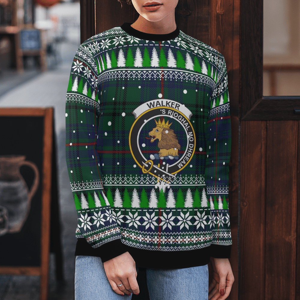 Clan Walker Hunting Modern Crest Tartan Christmas Ugly Sweater DR49 Walker Hunting Modern Crest Tartan Tartan Ugly Sweater