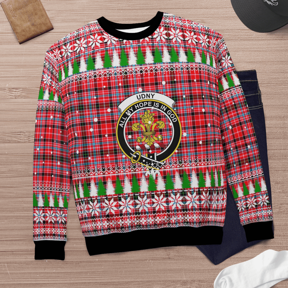 Clan Udny Crest Tartan Christmas Ugly Sweater EK19 Udny Crest Tartan Tartan Ugly Sweater