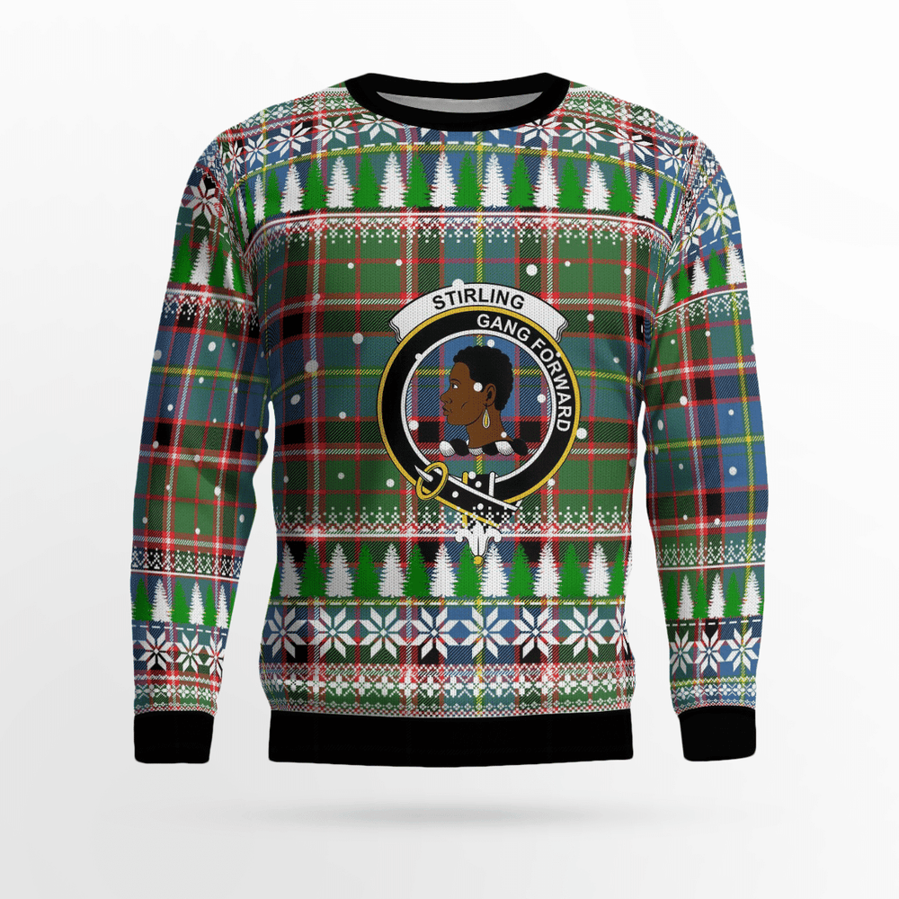 Clan Stirling (of Keir) Crest Tartan Christmas Ugly Sweater HF51 Stirling (of Keir) Crest Tartan Tartan Ugly Sweater