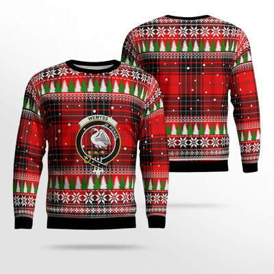 Clan Wemyss Modern Crest Tartan Christmas Ugly Sweater