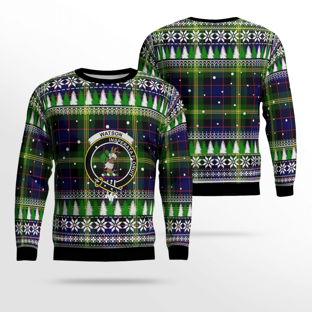 Clan Watson Modern Crest Tartan Christmas Ugly Sweater DX83 Watson Modern Crest Tartan Tartan Ugly Sweater