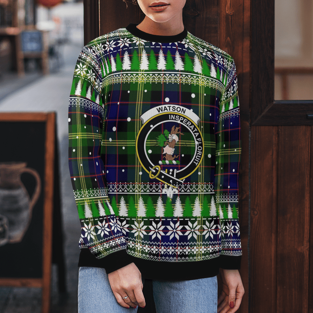Clan Watson Modern Crest Tartan Christmas Ugly Sweater DX83 Watson Modern Crest Tartan Tartan Ugly Sweater