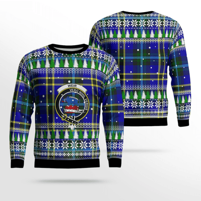 Clan Weir Modern Crest Tartan Christmas Ugly Sweater