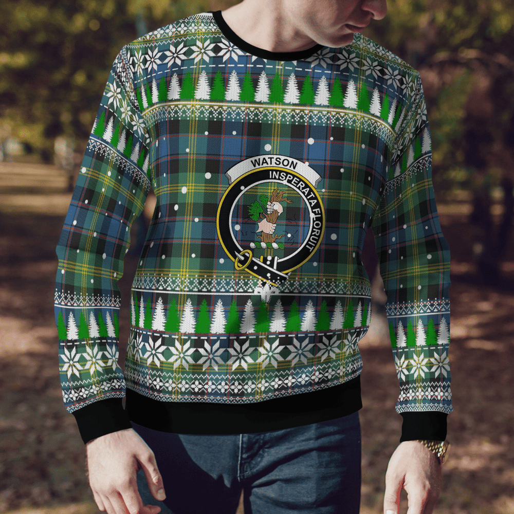 Clan Watson Ancient Crest Tartan Christmas Ugly Sweater MW37 Watson Ancient Crest Tartan Tartan Ugly Sweater